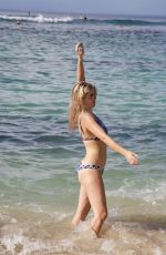 ASHLEY JAMES in Feather Print Bikini at a Beach in Bali, January 2016