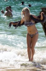 ASHLEY JAMES in Feather Print Bikini at a Beach in Bali, January 2016