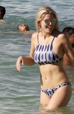 ASHLEY JAMES in Feather Print Bikini at a Beach in Bali, January 2016