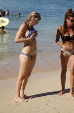 ASHLEY JAMES in Feather Print Bikini at a Beach in Bali, January 2016