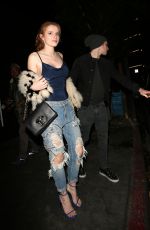 BELLA THORNE in Ripped Jeans at Nice Guy in West Hollywood 01/23/2016