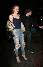 BELLA THORNE in Ripped Jeans at Nice Guy in West Hollywood 01/23/2016