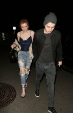BELLA THORNE in Ripped Jeans at Nice Guy in West Hollywood 01/23/2016