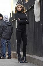 CHARLOTTE MCKINNEY on the Set of a Photoshoot in New York 01/14/2016