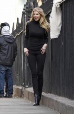 CHARLOTTE MCKINNEY on the Set of a Photoshoot in New York 01/14/2016