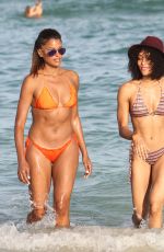 CLAUDIA JORDAN and ANNIE ILONZEH in Bikinis at a Beach in Miami 01/01/2016