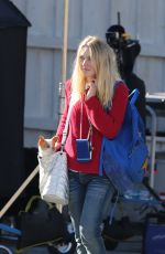 DAKOTA FANNING on the Set od Please Stand By in Los Angeles 01/13/2016