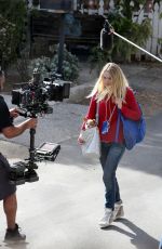 DAKOTA FANNING on the Set od Please Stand By in Los Angeles 01/13/2016