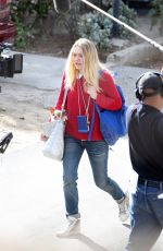 DAKOTA FANNING on the Set od Please Stand By in Los Angeles 01/13/2016