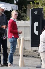 DAKOTA FANNING on the Set od Please Stand By in Los Angeles 01/13/2016