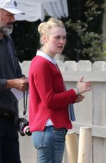 DAKOTA FANNING on the Set od Please Stand By in Los Angeles 01/13/2016