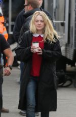 DAKOTA FANNING on the Set od Please Stand By in Los Angeles 01/13/2016