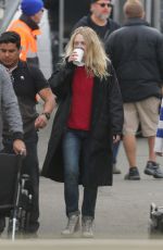 DAKOTA FANNING on the Set od Please Stand By in Los Angeles 01/13/2016