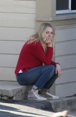 DAKOTA FANNING on the Set od Please Stand By in Los Angeles 01/13/2016
