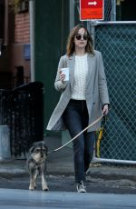 DAKOTA JOHNSON Walks Her Dog Out in New York 01/10/2016