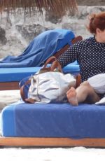 DEBRA MESSING at a Beac in Cancun 12/21/2015