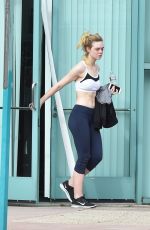 ELLE FANNING in Tank Top and Leggings Leaves a Gym in Los Angeles 01/23/2016