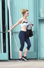ELLE FANNING in Tank Top and Leggings Leaves a Gym in Los Angeles 01/23/2016