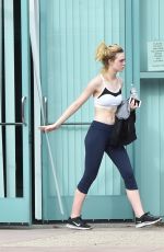 ELLE FANNING in Tank Top and Leggings Leaves a Gym in Los Angeles 01/23/2016