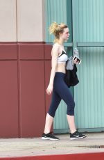 ELLE FANNING in Tank Top and Leggings Leaves a Gym in Los Angeles 01/23/2016