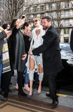 GIGI HADID Arrives at Her Hotel in Paris 01/26/2016