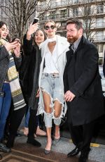 GIGI HADID Arrives at Her Hotel in Paris 01/26/2016