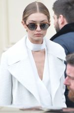 GIGI HADID Arrives at Her Hotel in Paris 01/26/2016