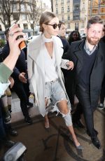 GIGI HADID Arrives at Her Hotel in Paris 01/26/2016