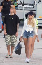 HAILEY BALDWIN Boarding at a Private Jet in St. Barthelemy 01/01/2016