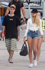 HAILEY BALDWIN Boarding at a Private Jet in St. Barthelemy 01/01/2016