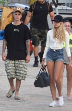 HAILEY BALDWIN Boarding at a Private Jet in St. Barthelemy 01/01/2016