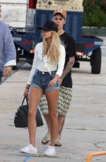 HAILEY BALDWIN Boarding at a Private Jet in St. Barthelemy 01/01/2016
