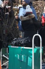 HALEY BENNETT on the Set of The Girl on the Train in New York 01/20/2016