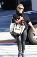 HILARY DUFF in Leather Pants Out in Los Angeles 01/08/2016