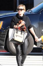 HILARY DUFF in Leather Pants Out in Los Angeles 01/08/2016