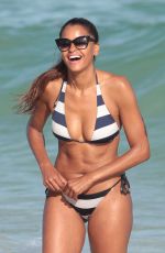 CLAUDIA JORDAN in Bikini on the Beach in Miami  01/02/2016