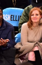 JESSICA CHASTAIN at Hawks vs Knicks Game in New York 01/03/2016