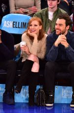 JESSICA CHASTAIN at Hawks vs Knicks Game in New York 01/03/2016