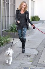 JULIE BENZ Walks Her Dogs Out in West Hollywood 01/25/2016