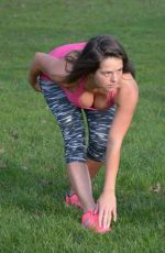 KAREN DANCZUK in Tights Working Out at a Park 12/31/2015