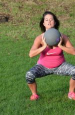 KAREN DANCZUK in Tights Working Out at a Park 12/31/2015