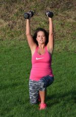 KAREN DANCZUK in Tights Working Out at a Park 12/31/2015