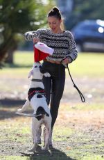 KARINA SMIRNOFF Walking Her Dog Out in Woodland Hills 12/17/2015