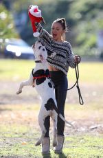 KARINA SMIRNOFF Walking Her Dog Out in Woodland Hills 12/17/2015