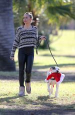 KARINA SMIRNOFF Walking Her Dog Out in Woodland Hills 12/17/2015