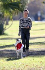 KARINA SMIRNOFF Walking Her Dog Out in Woodland Hills 12/17/2015