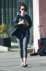 LILY COLLINS Leaves a Gym in Los Angeles 01/25/2015