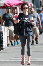 LILY COLLINS Leaves a Gym in Los Angeles 01/25/2015