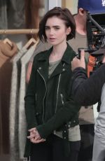 LILY COLLINS on the sSet of a Lancome Ads in Los Angeles 01/14/2016