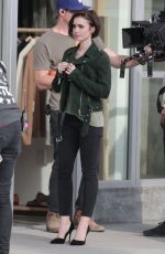 LILY COLLINS on the sSet of a Lancome Ads in Los Angeles 01/14/2016